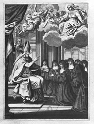 St. François de Salles (1567-1622) Dando a Regra da Visitação a Santa Joana de Chantal (1572-1641)